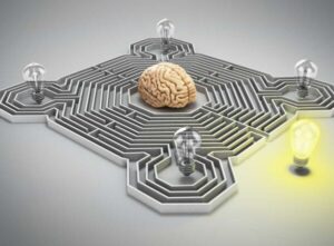 Illustration of a brain inside a maze